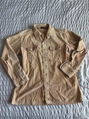 Country Touch Yellow Western Corduroy Button Up Shirt (XL)